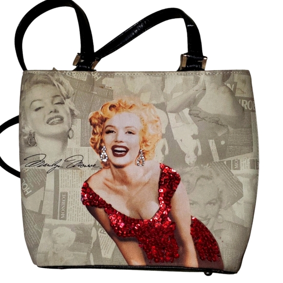 Marilyn Monroe Handbags - Marilyn Monroe Red and Black Tote Bag